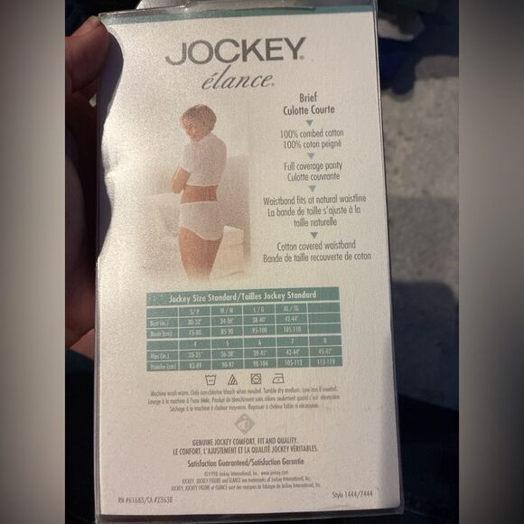 NIB Jockey Elance Womens Briefs 3 Pack Cotton White Size 7 XL Vintage Deadstock - Picture 3 of 3